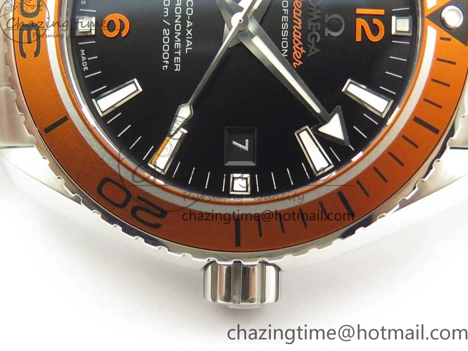 0128 Tailored Planet Ocean Professional Orange Bezel 45.5mm 1:1 VSF Best Edition on SS Bracelet A8500 Super Clone (2 Straps) 7950